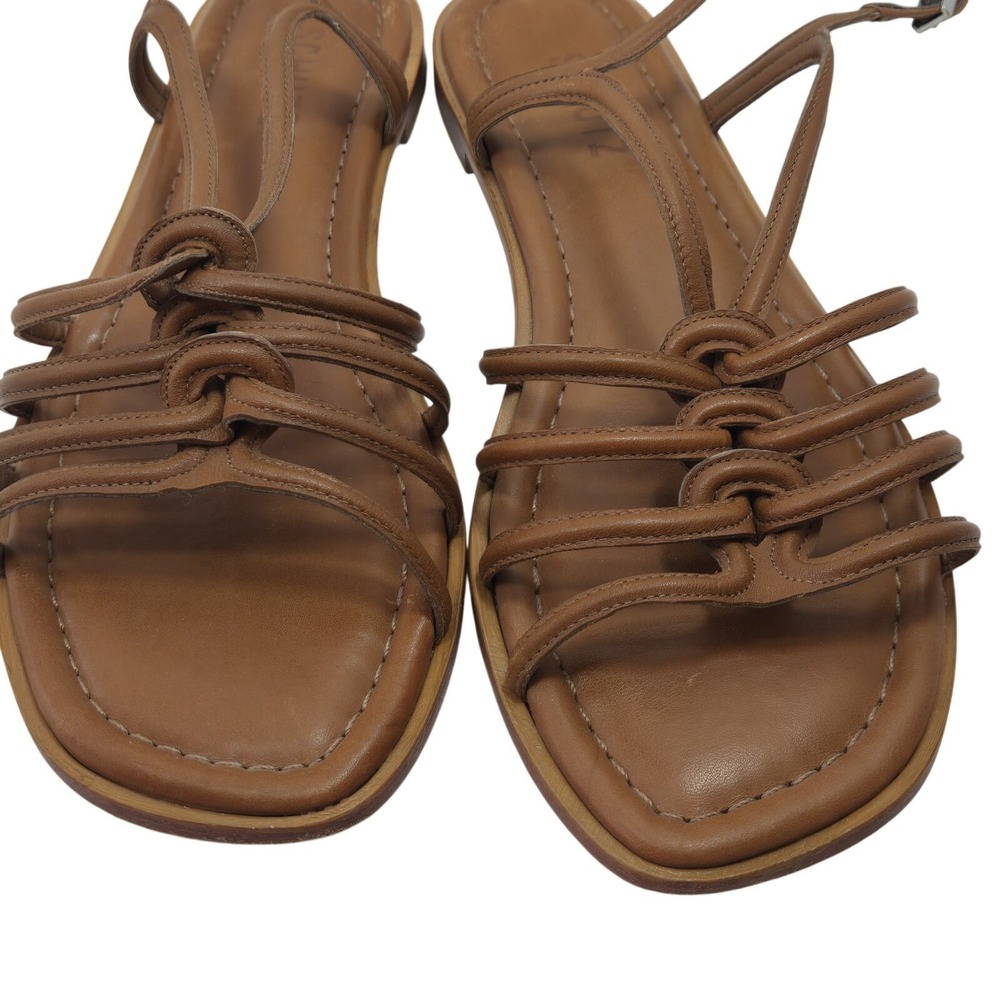 Schutz Octavia Flat Sandals Womens 9 Brown Leather Caged Strappy Minimalist Braz - Picture 3 of 16